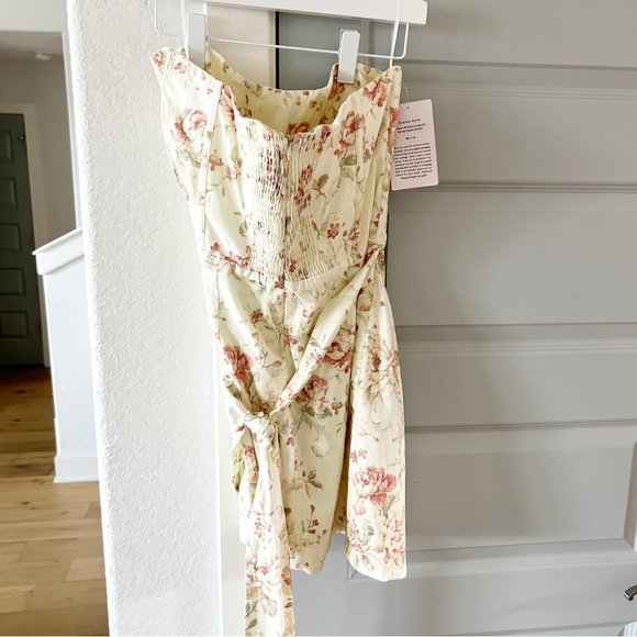 NWT V. Chapman Nasturtium Floral Bow Micro Mini Dress - Picture 3 of 6